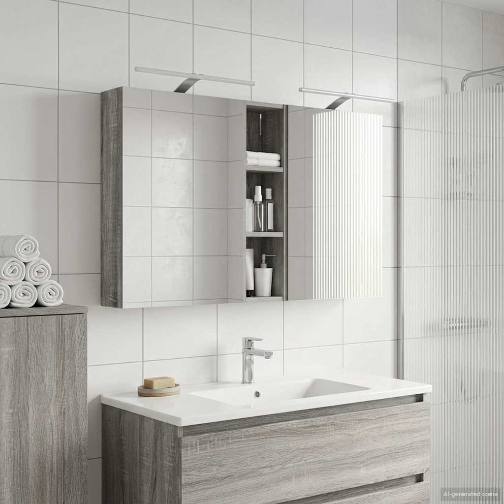 Baderomsskapsett 3 pcs 120 x 14,5 x 70 cm Konstruert tre