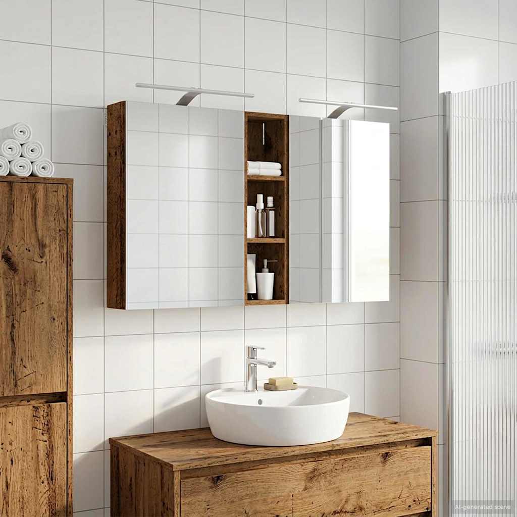 Baderomsskapsett 3 pcs 120 x 14,5 x 70 cm Konstruert tre