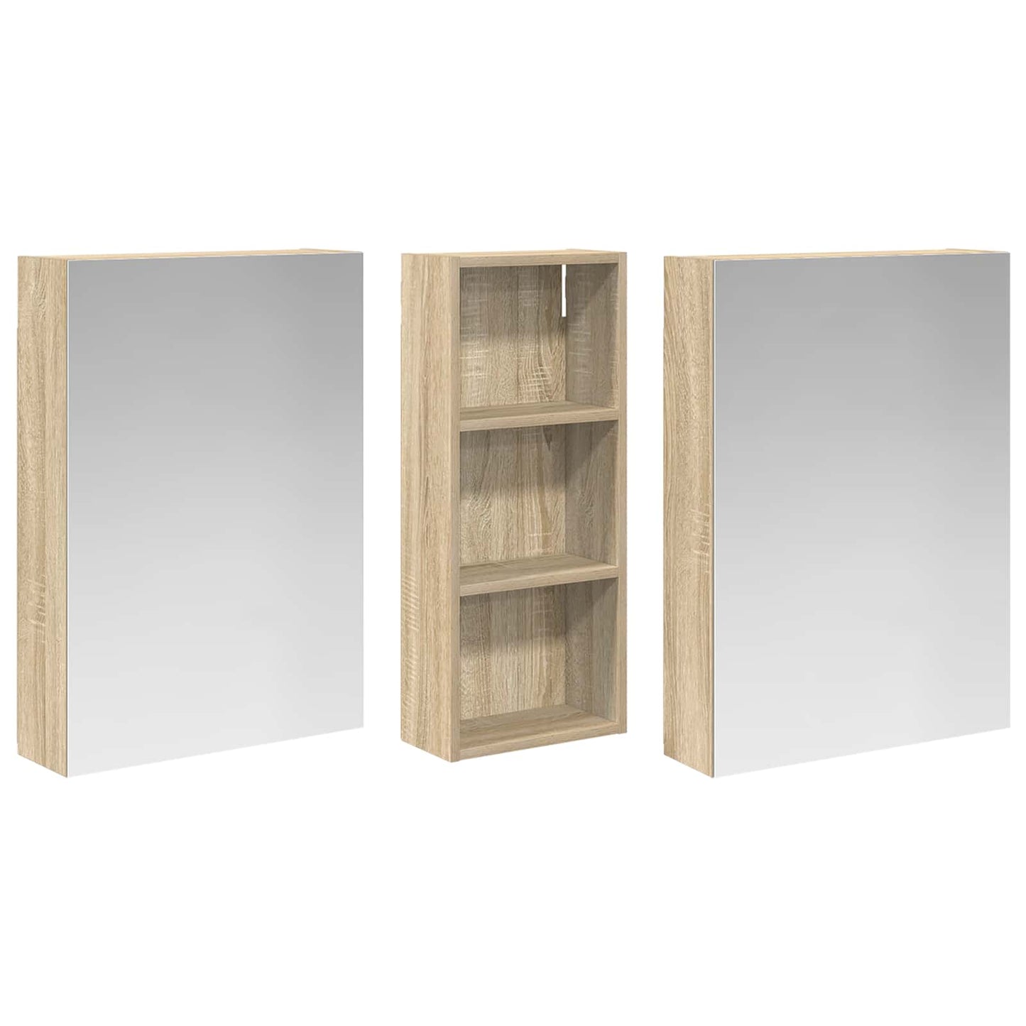 Baderomsskapsett 3 pcs 130 x 14,5 x 70 cm Konstruert tre