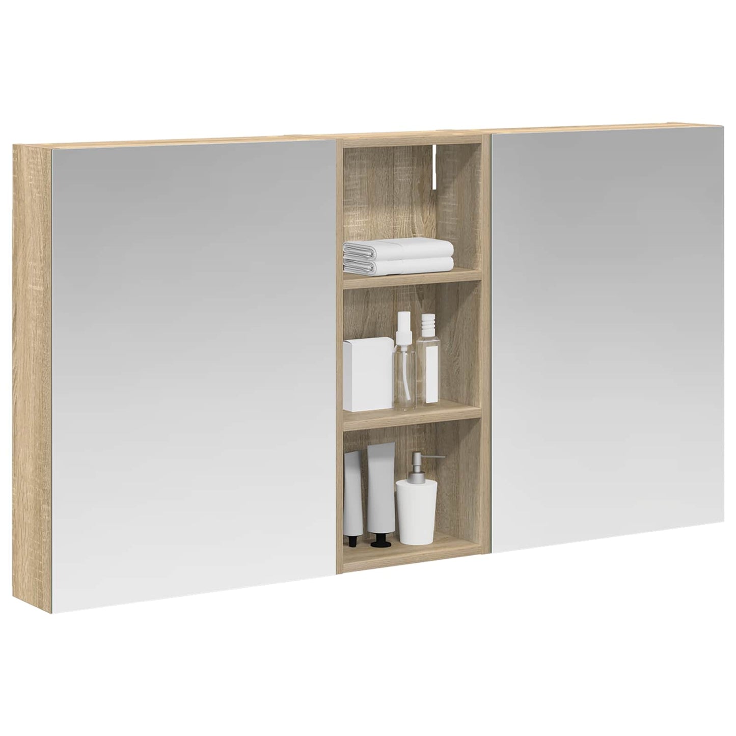 Baderomsskapsett 3 pcs 130 x 14,5 x 70 cm Konstruert tre