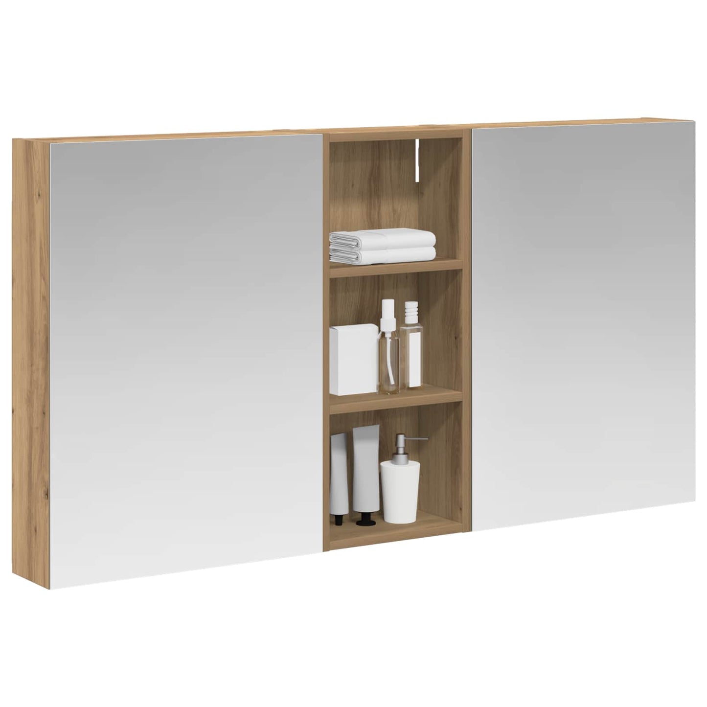 Baderomsskapsett 3 stk. 130 x 14,5 x 70 cm Konstruert tre