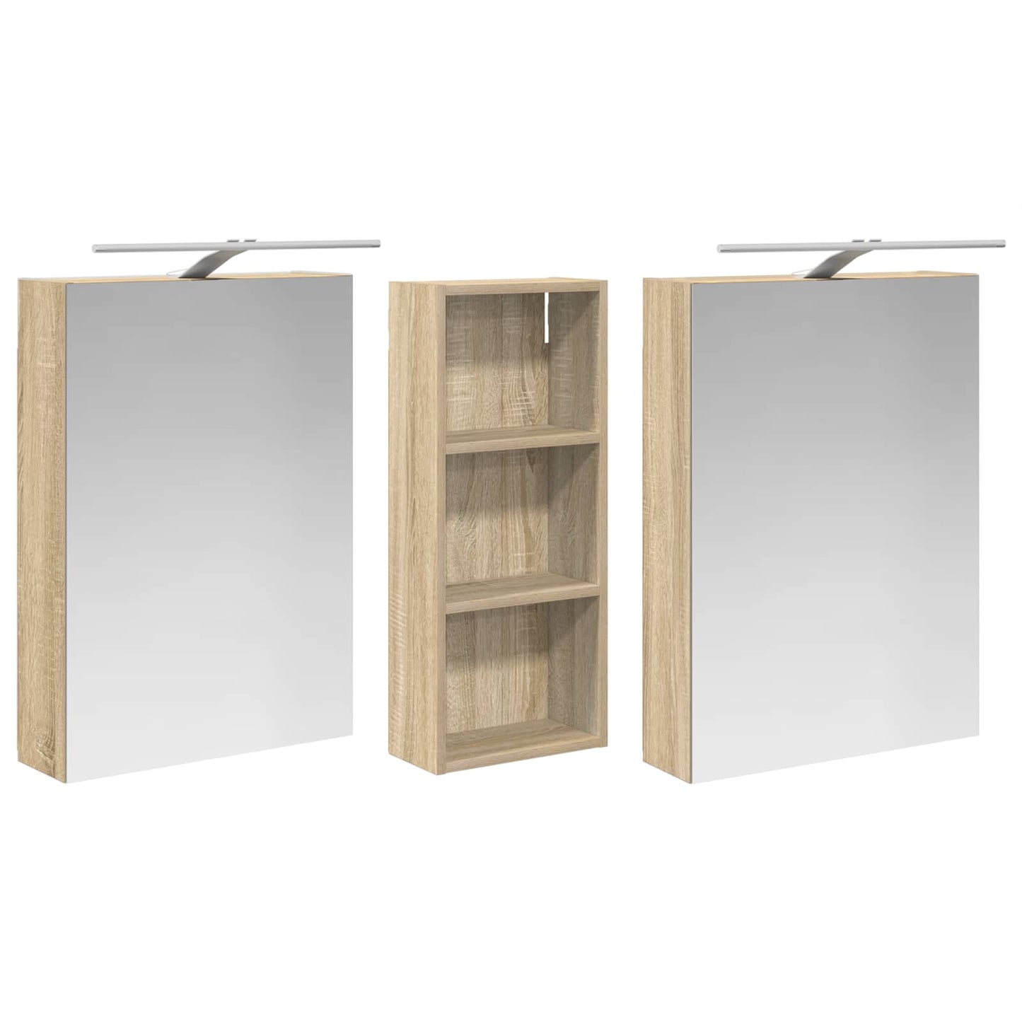 Baderomsskapsett 3 pcs 130 x 14,5 x 70 cm Konstruert tre
