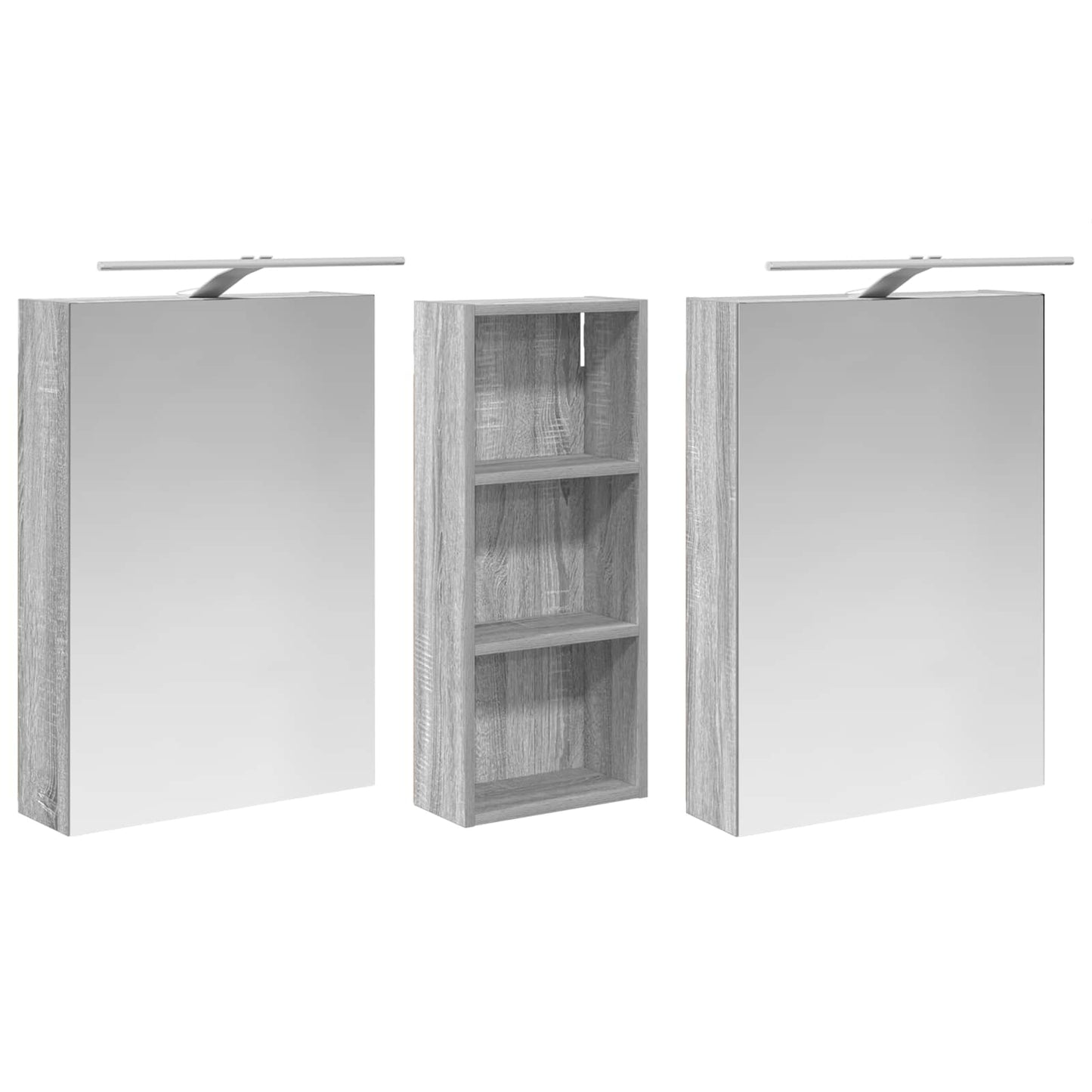Baderomsskapsett 3 pcs 130 x 14,5 x 70 cm Konstruert tre