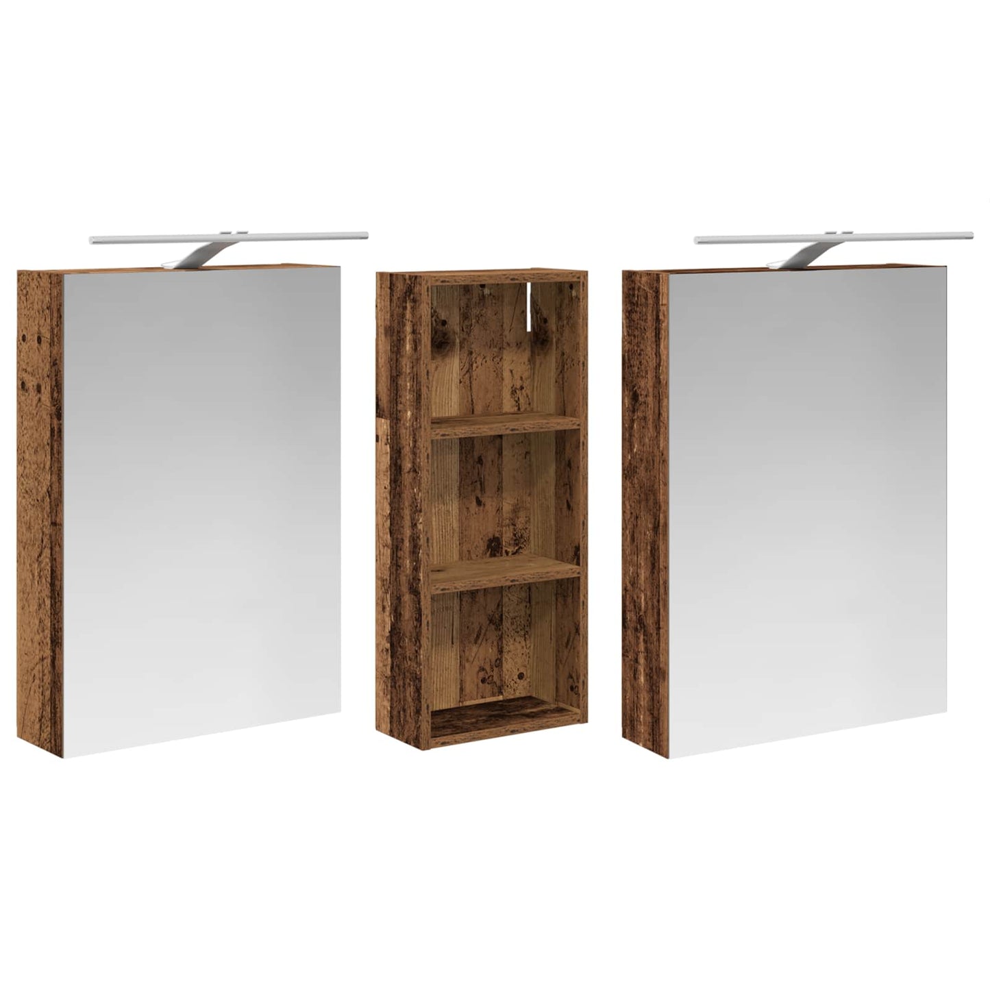 Baderomsskapsett 3 pcs 130 x 14,5 x 70 cm Konstruert tre