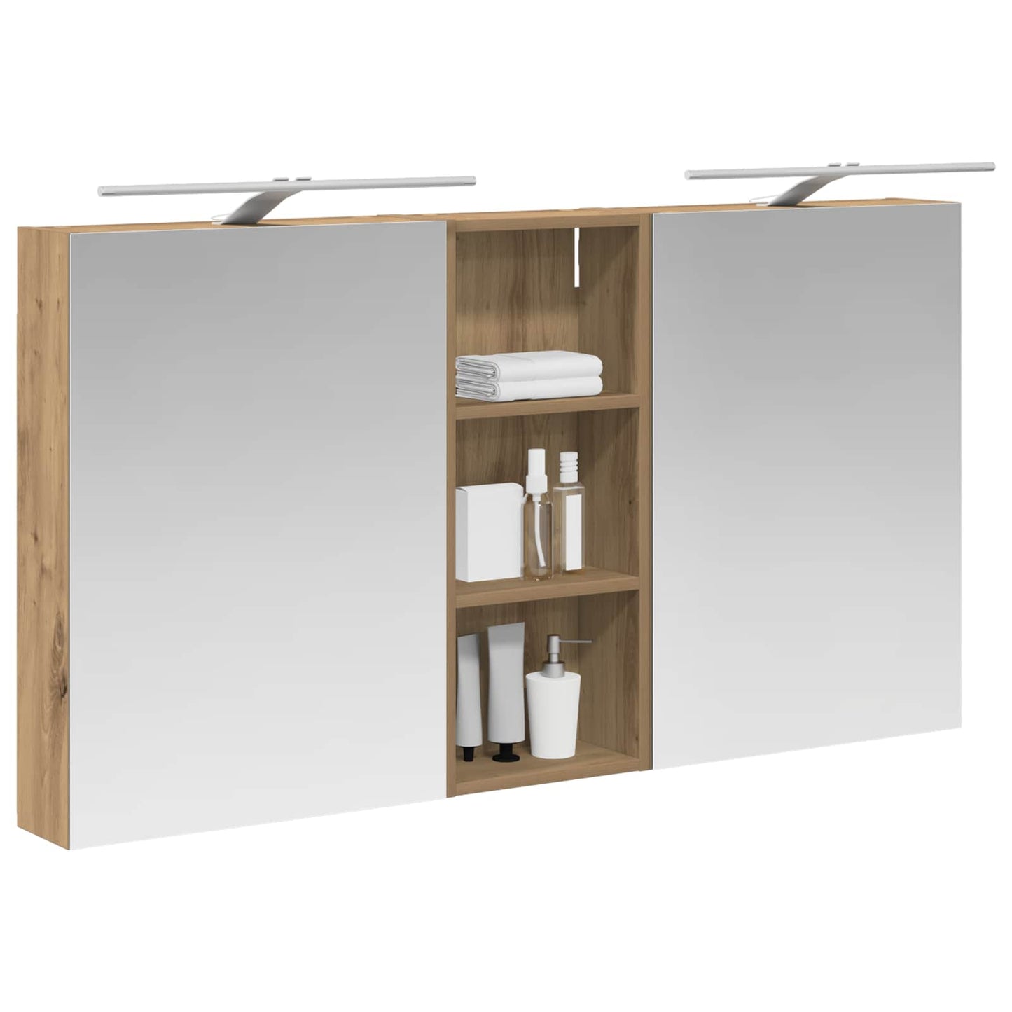 Baderomsskapsett 3 stk. 130 x 14,5 x 70 cm Konstruert tre