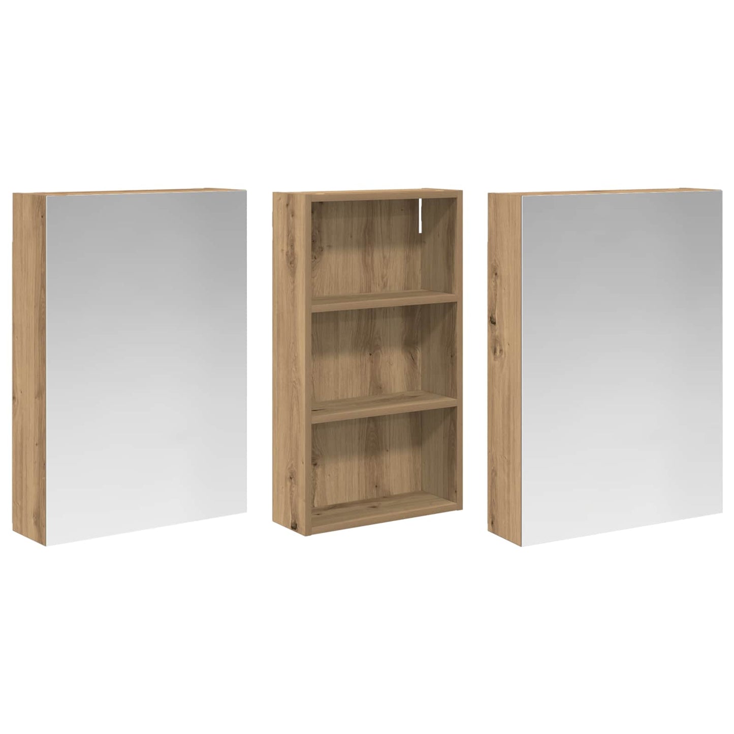 Baderomsskapsett 3 stk. 140 x 14,5 x 70 cm Konstruert tre