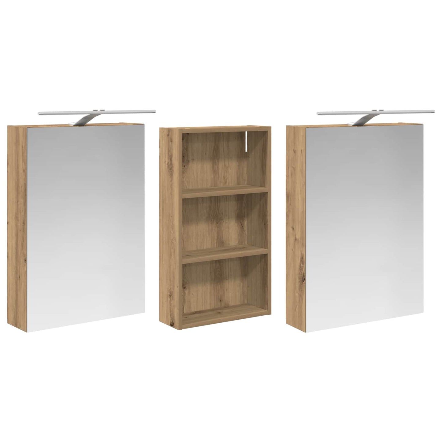Baderomsskapsett 3 stk. 140 x 14,5 x 70 cm Konstruert tre