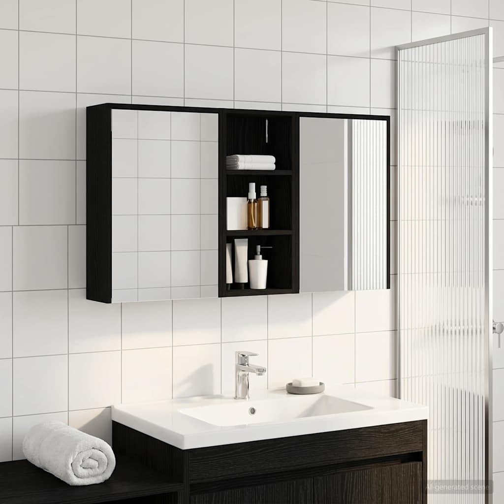 Baderomsskapsett for 3 pcs 116 x 16 x 62,5 cm Konstruert tre