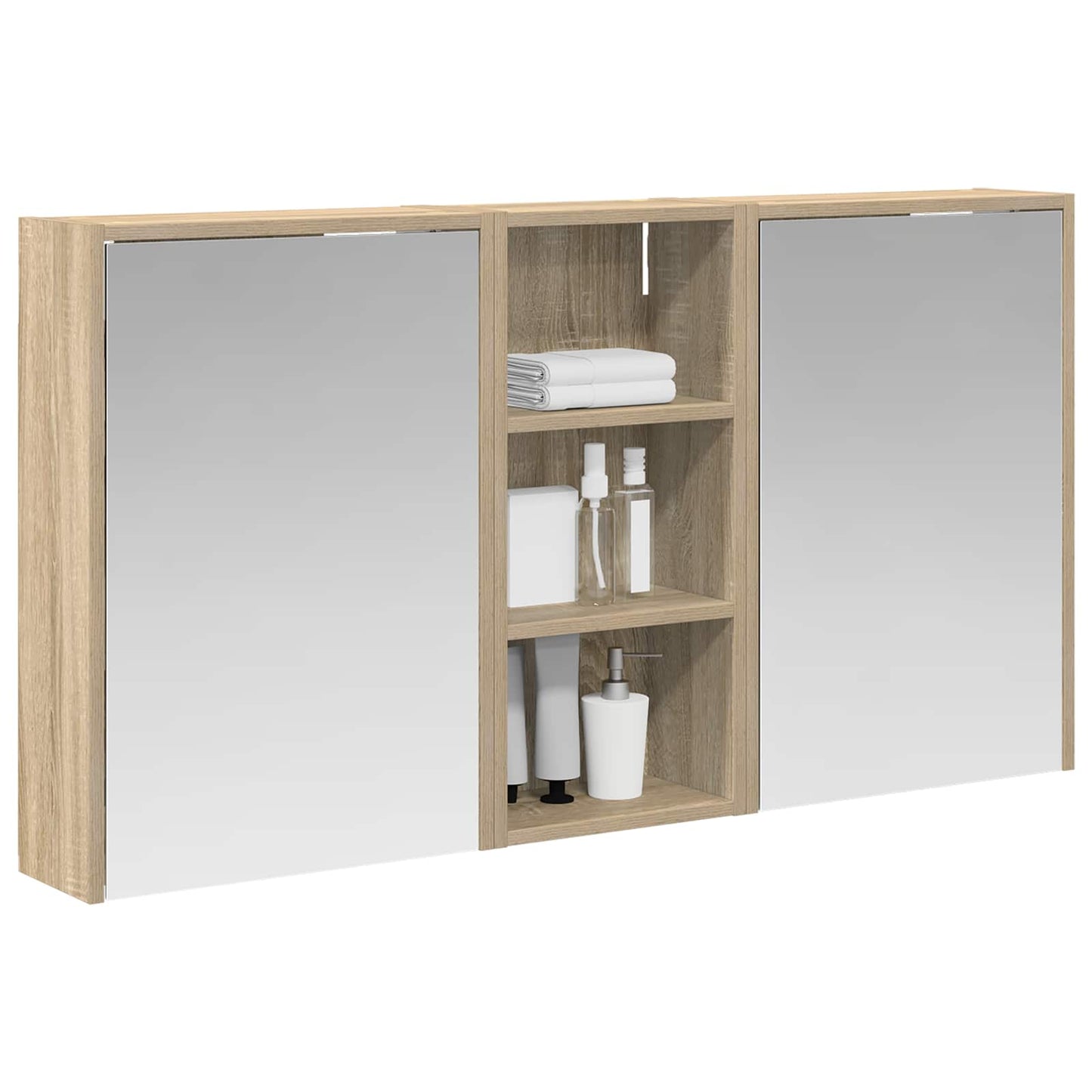 Baderomsskapsett for 3 pcs 116 x 16 x 62,5 cm Konstruert tre