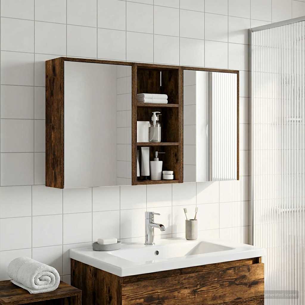 Baderomsskapsett for 3 pcs 116 x 16 x 62,5 cm Konstruert tre