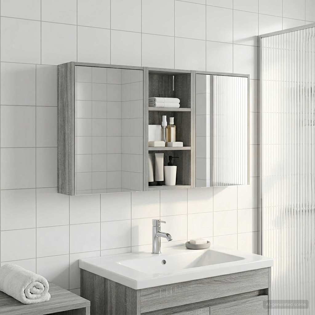 Baderomsskapsett for 3 pcs 116 x 16 x 62,5 cm Konstruert tre