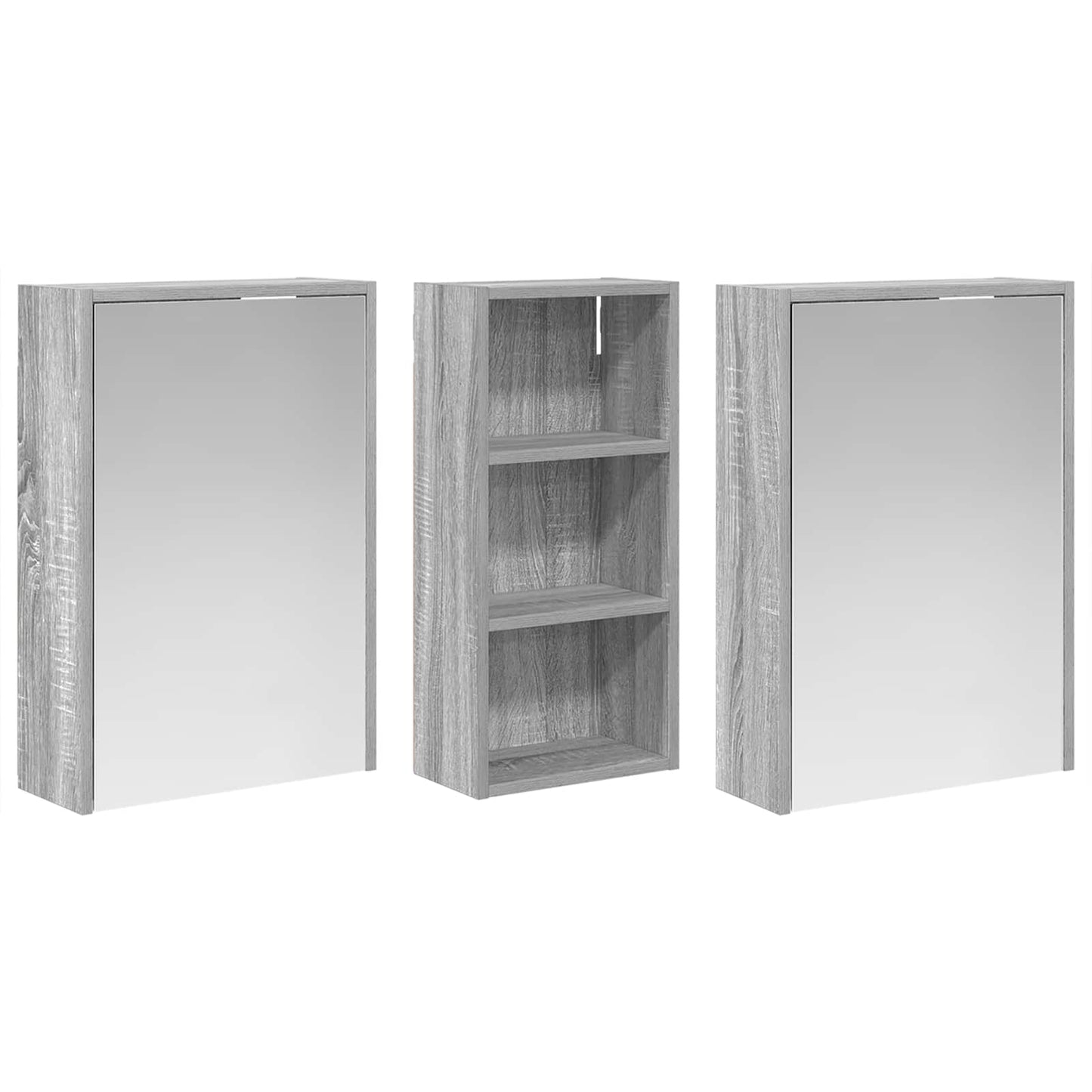 Baderomsskapsett for 3 pcs 116 x 16 x 62,5 cm Konstruert tre