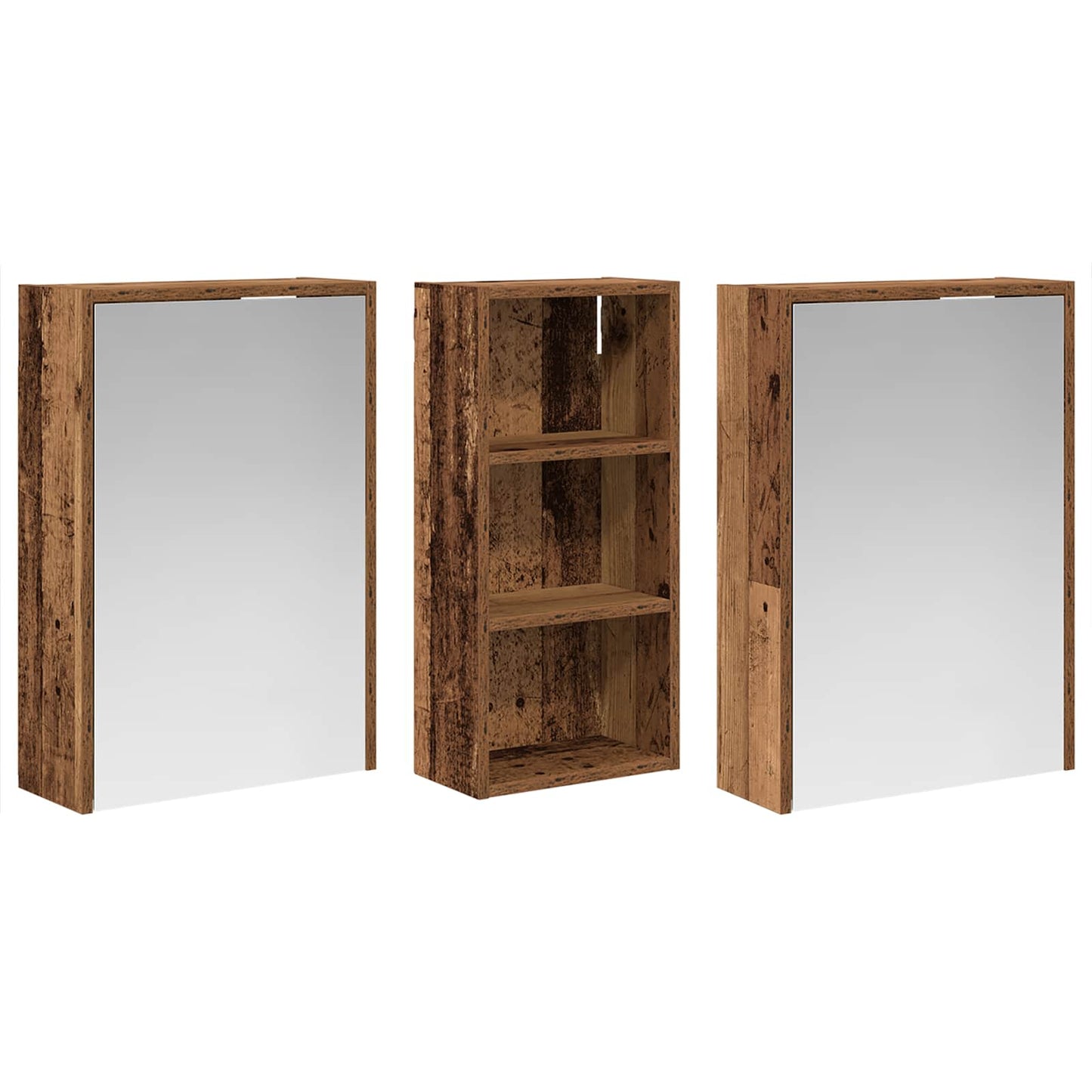 Baderomsskapsett for 3 pcs 116 x 16 x 62,5 cm Konstruert tre
