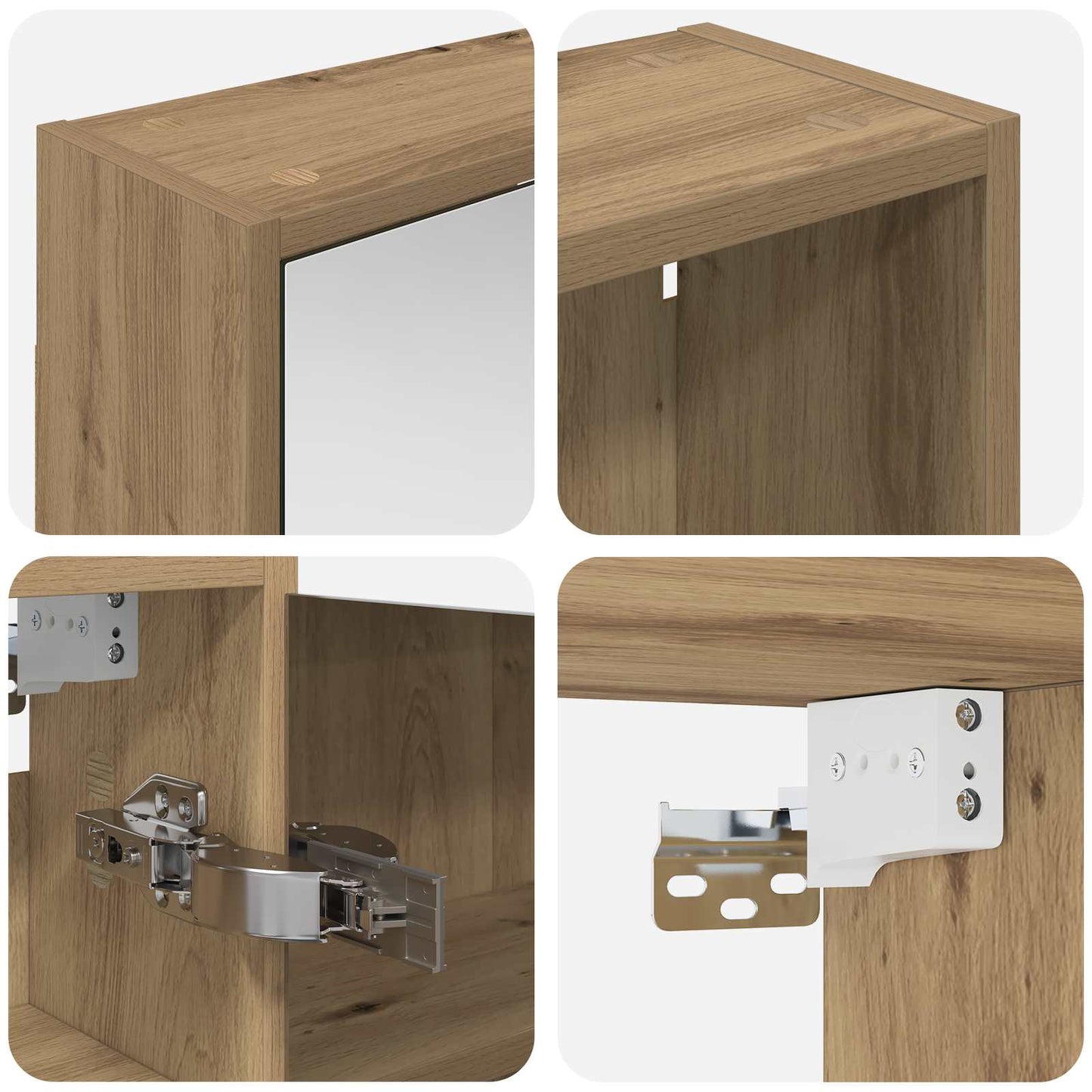 Baderomsskapsett 3 stk. 116 x 16 x 62,5 cm Konstruert tre