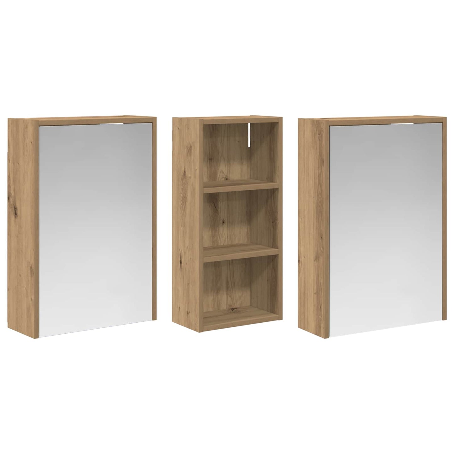 Baderomsskapsett 3 stk. 116 x 16 x 62,5 cm Konstruert tre