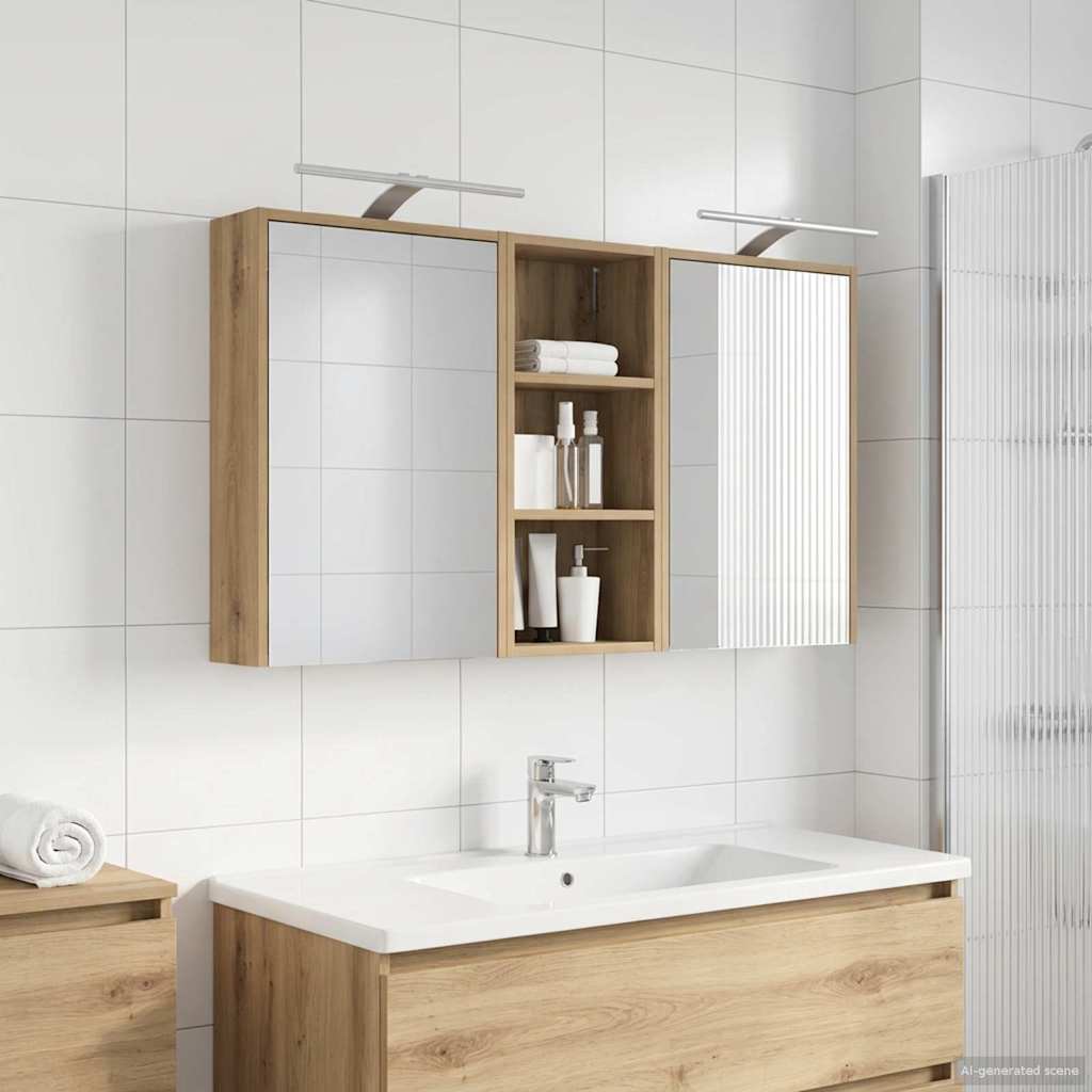 Baderomsskapsett 3 stk. 116 x 16 x 62,5 cm Konstruert tre