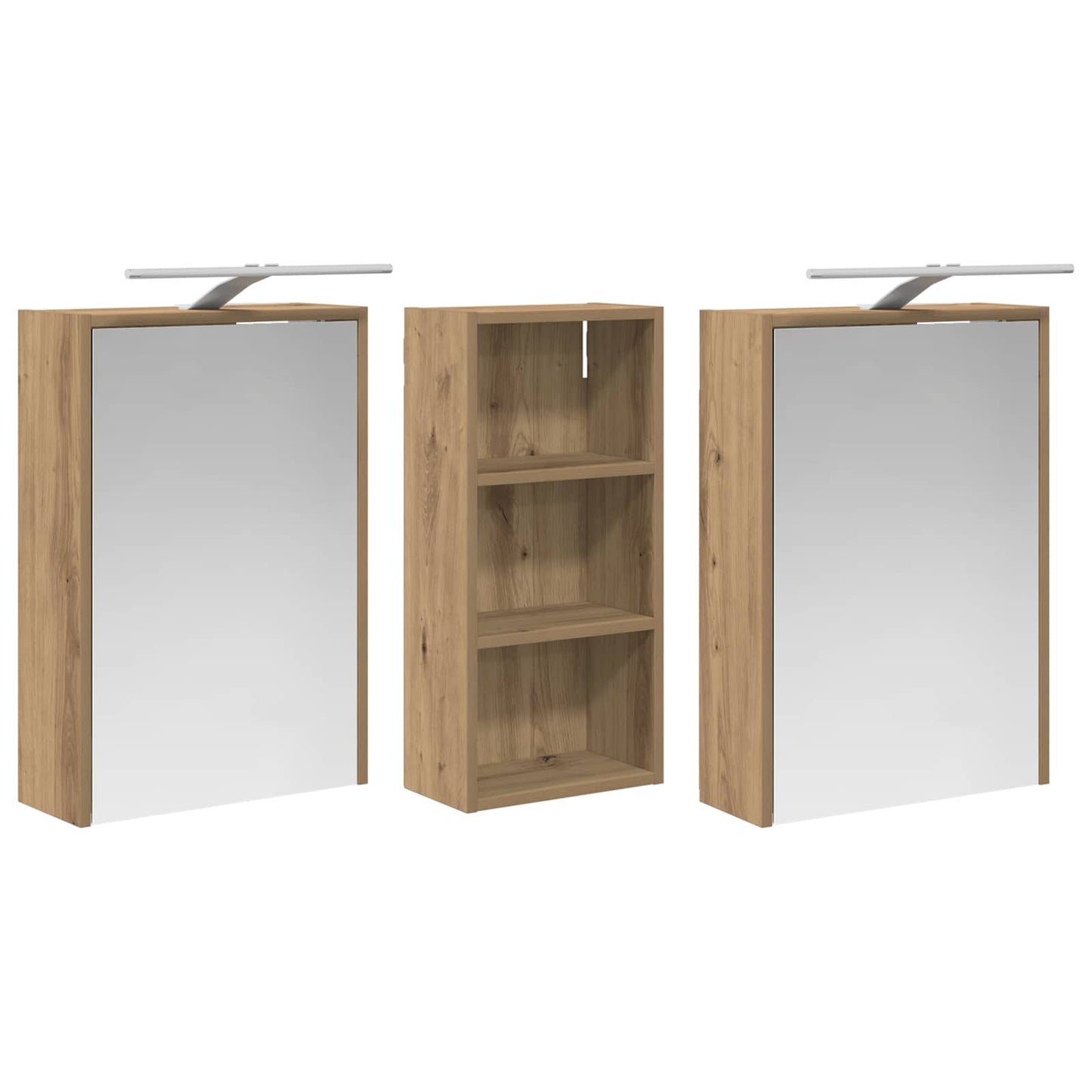Baderomsskapsett 3 stk. 116 x 16 x 62,5 cm Konstruert tre