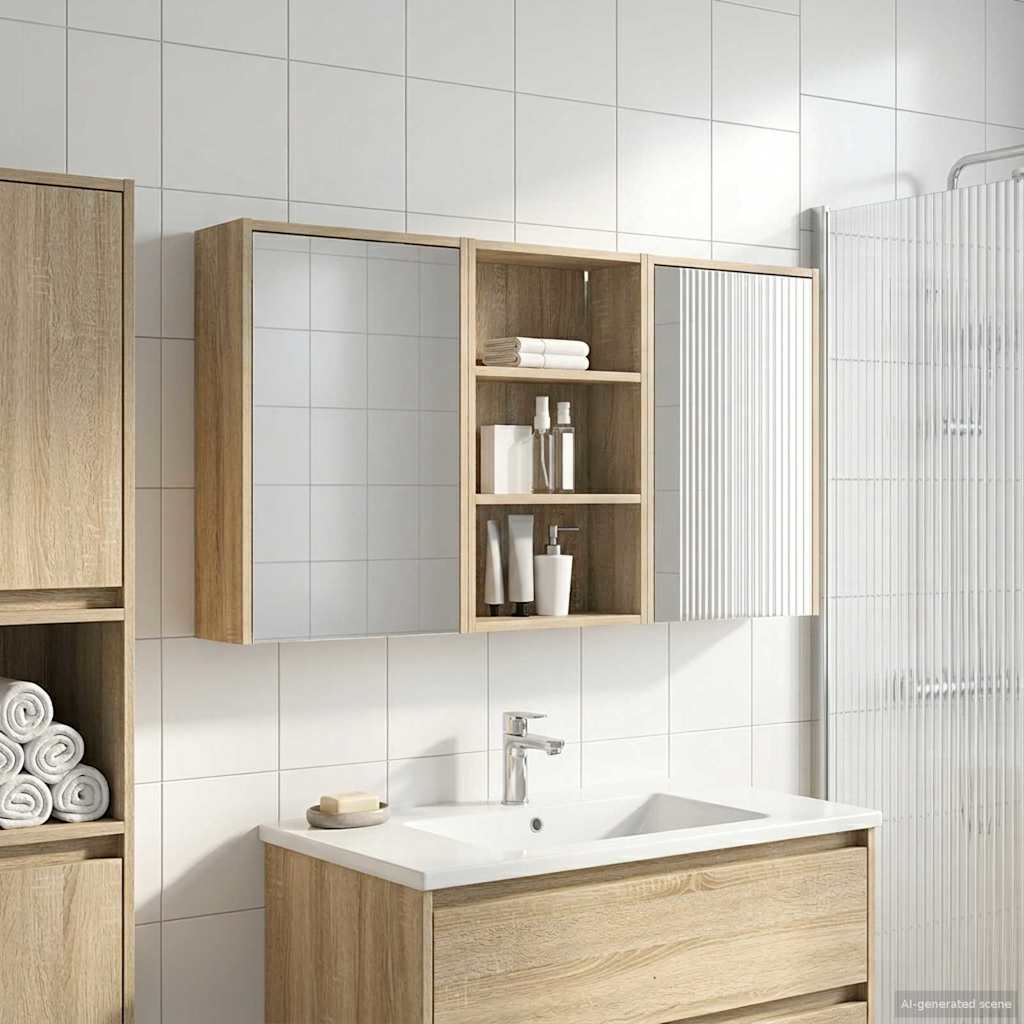 Baderomsskapsett 3 pcs 126 x 16 x 62.5 cm Konstruert tre