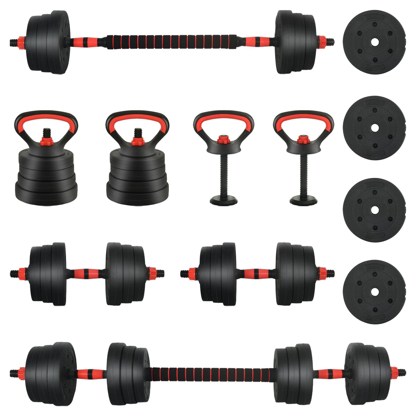 4-i-1 Manualsett 30kg Svart og Rød Sement og jernsand
