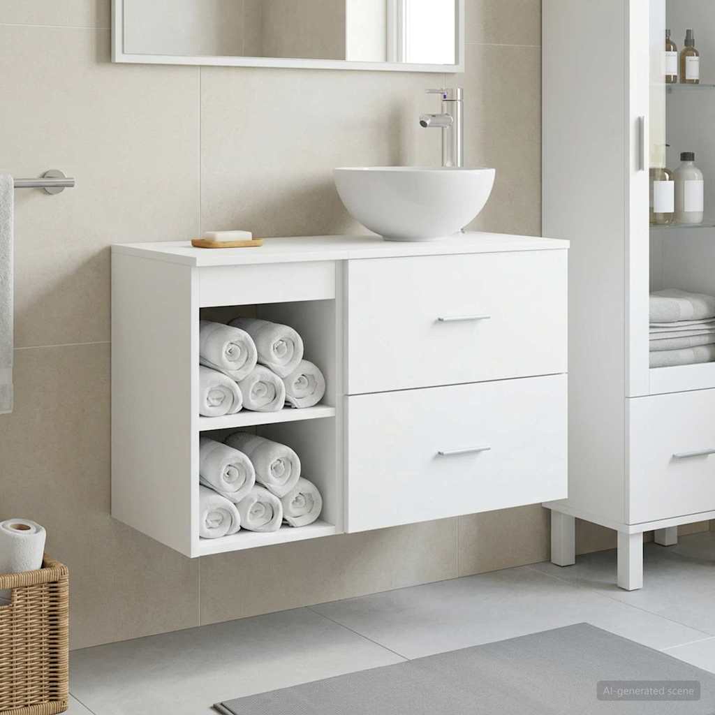 Baderomsinnredningssett 2 pcs Hvit Konstruert tre