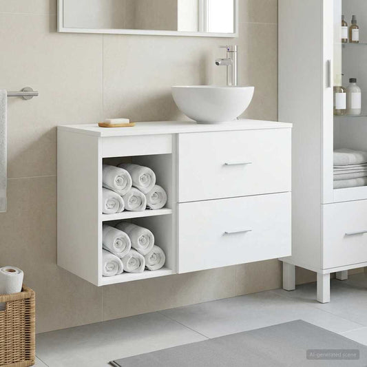Baderomsinnredningssett 2 pcs Hvit Konstruert tre