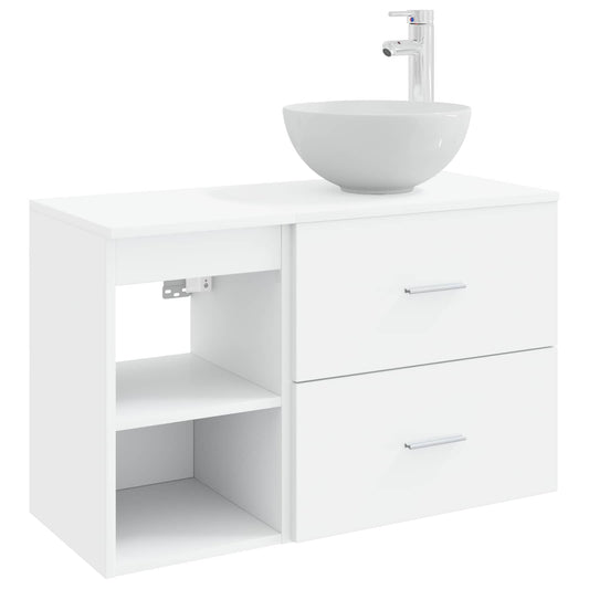 Baderomsinnredningssett 2 pcs Hvit Konstruert tre