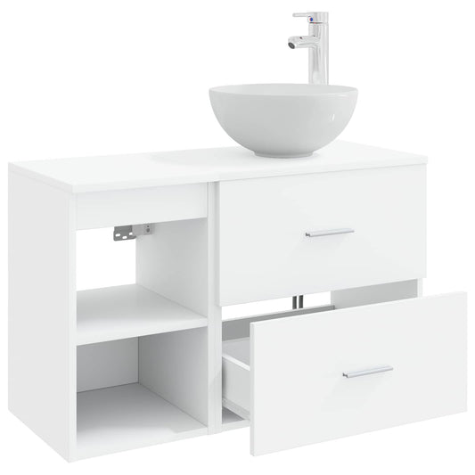 Baderomsinnredningssett 2 pcs Hvit Konstruert tre
