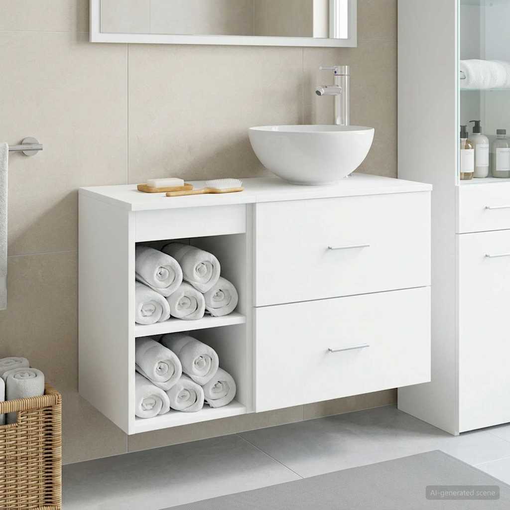 Baderomsinnredningssett 2 pcs Hvit Konstruert tre