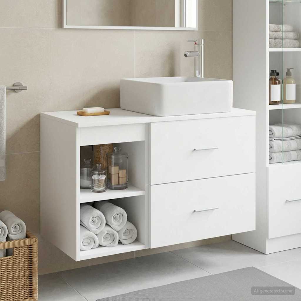 Baderomsinnredningssett 2 pcs Hvit Konstruert tre