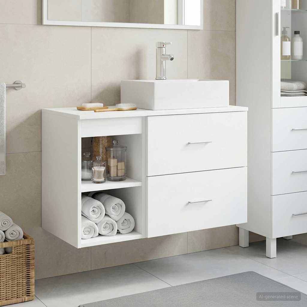 Baderomsinnredningssett 2 pcs Hvit Konstruert tre