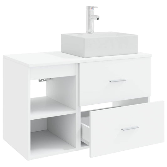 Baderomsinnredningssett 2 pcs Hvit Konstruert tre