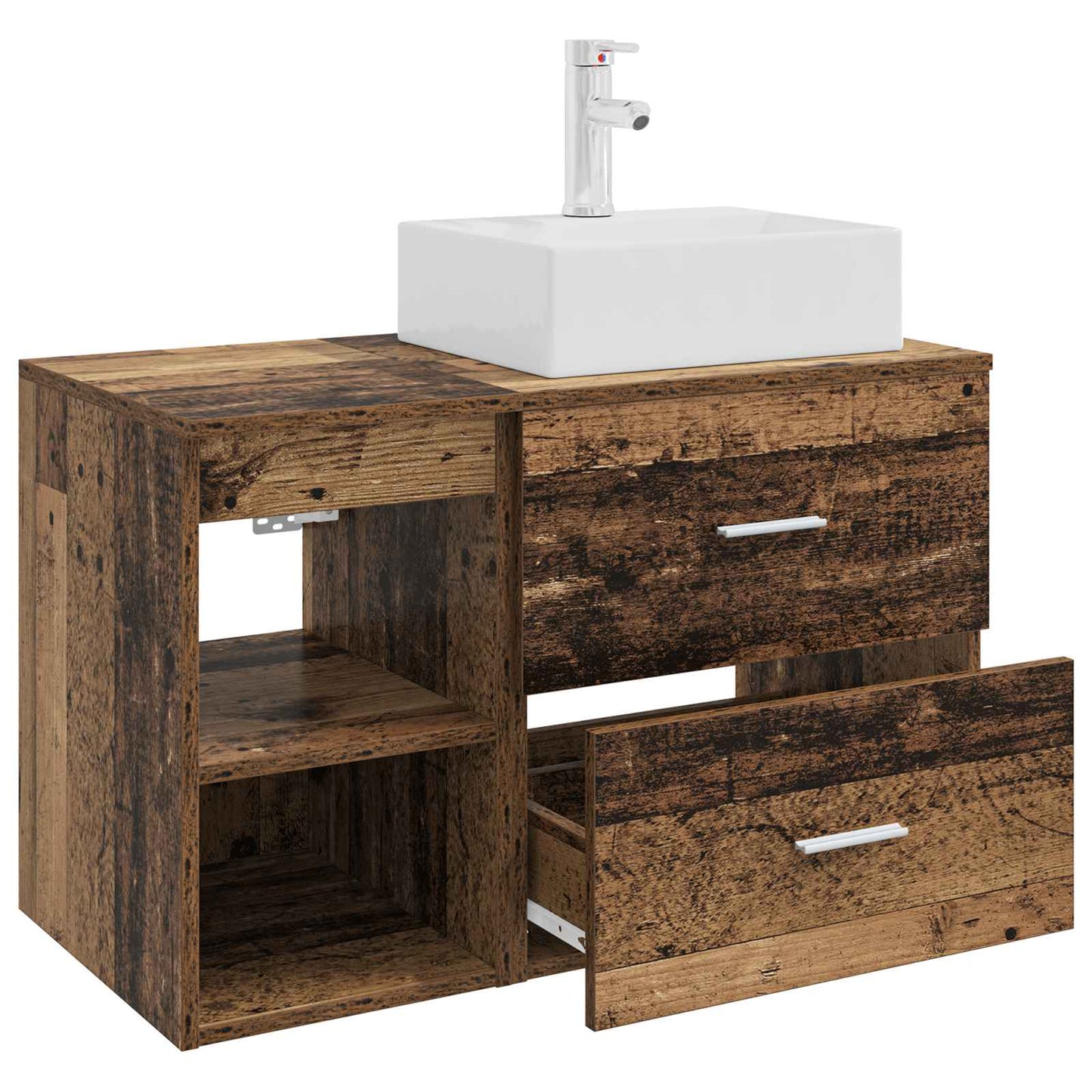 Baderomsinnredningssett 2 pcs Gammelt tre Konstruert tre