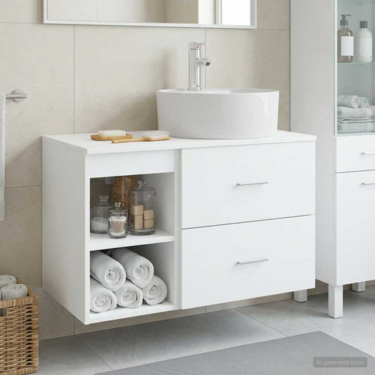 Baderomsinnredningssett 2 pcs Hvit Konstruert tre