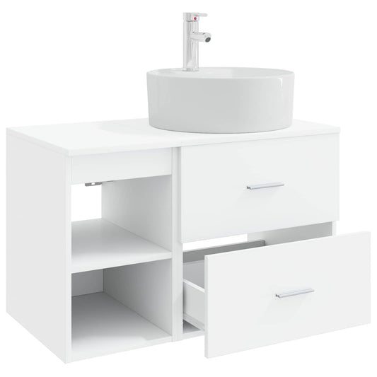 Baderomsinnredningssett 2 pcs Hvit Konstruert tre
