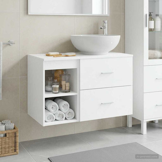Baderomsinnredningssett 2 pcs Hvit Konstruert tre