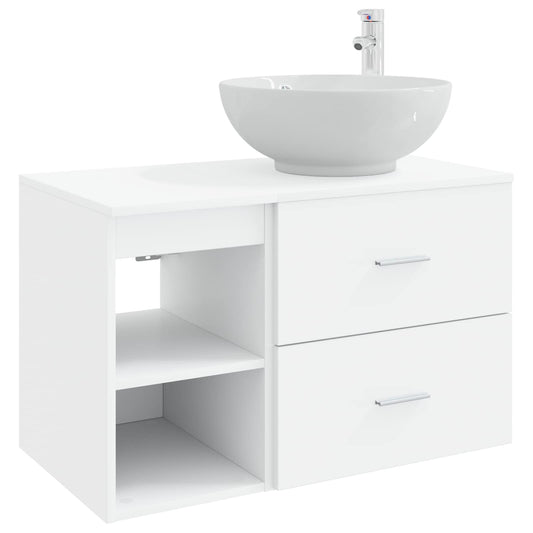 Baderomsinnredningssett 2 pcs Hvit Konstruert tre