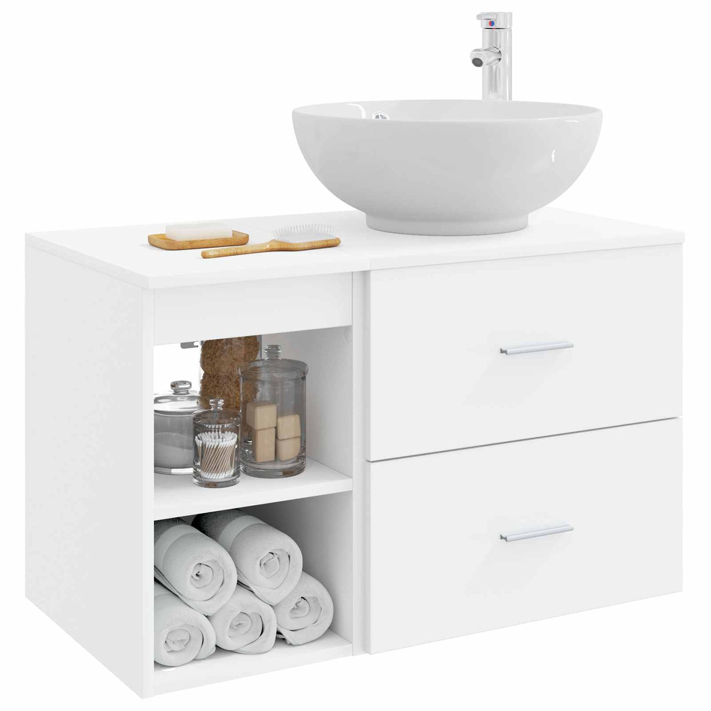 Baderomsinnredningssett 2 pcs Hvit Konstruert tre