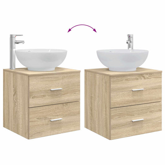 Baderomsinnredningssett 2 pcs Sonoma eik Konstruert tre