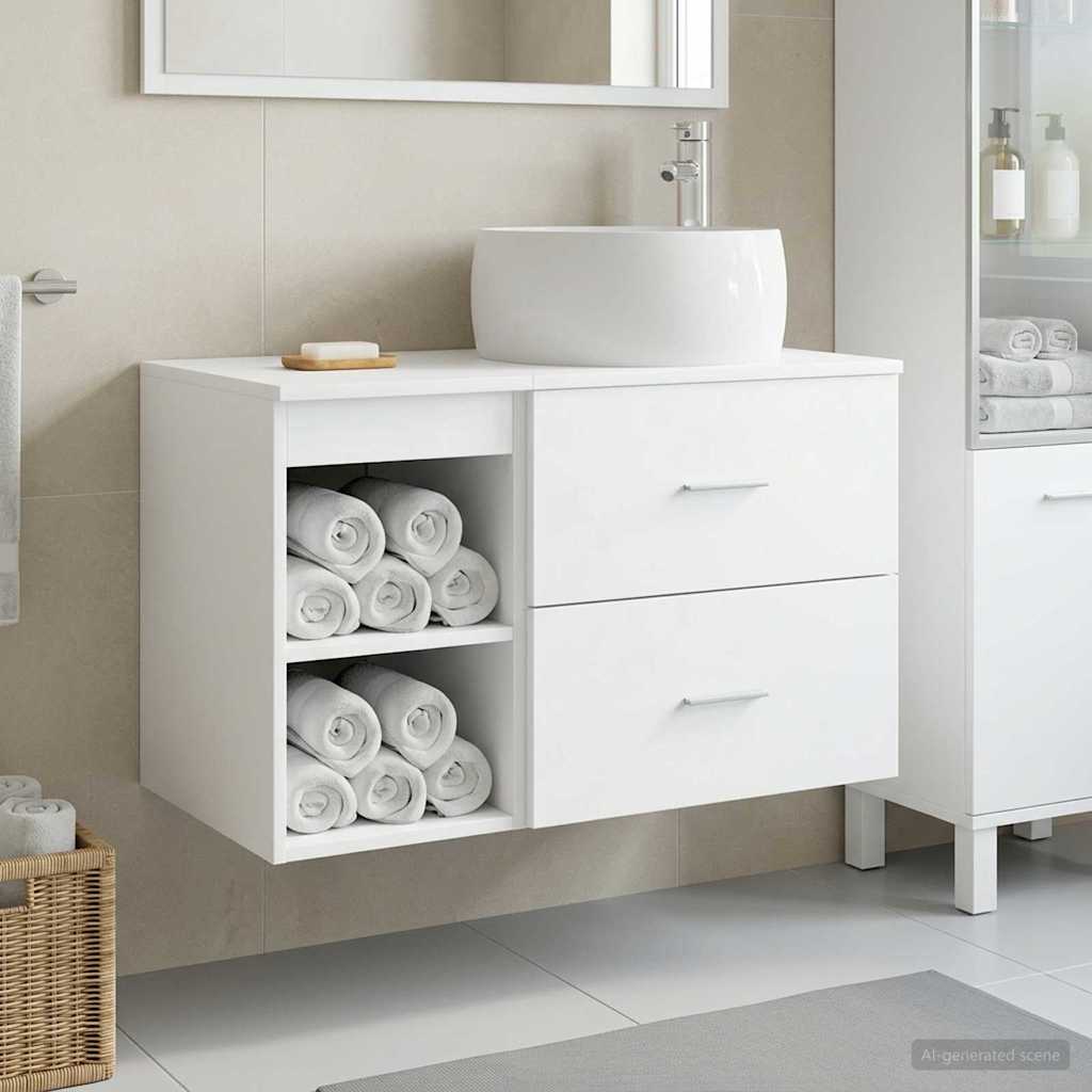 Baderomsinnredningssett 2 pcs Hvit Konstruert tre