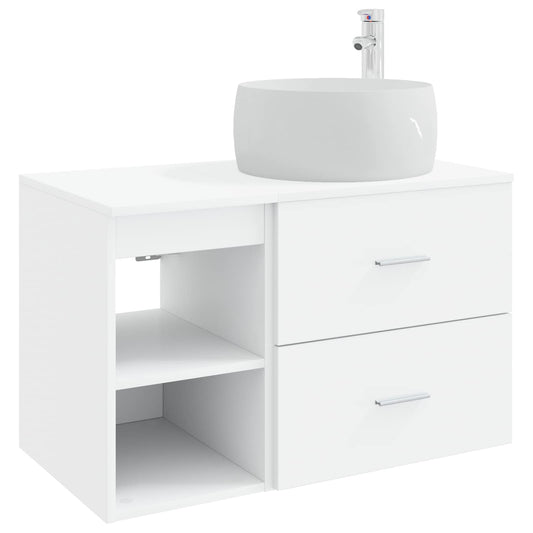 Baderomsinnredningssett 2 pcs Hvit Konstruert tre
