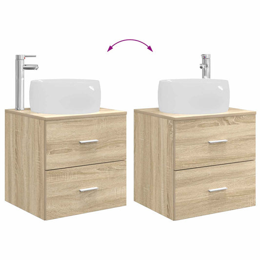 Baderomsinnredningssett 2 pcs Sonoma eik Konstruert tre