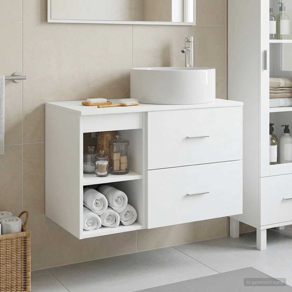 Baderomsinnredningssett 2 pcs Hvit Konstruert tre