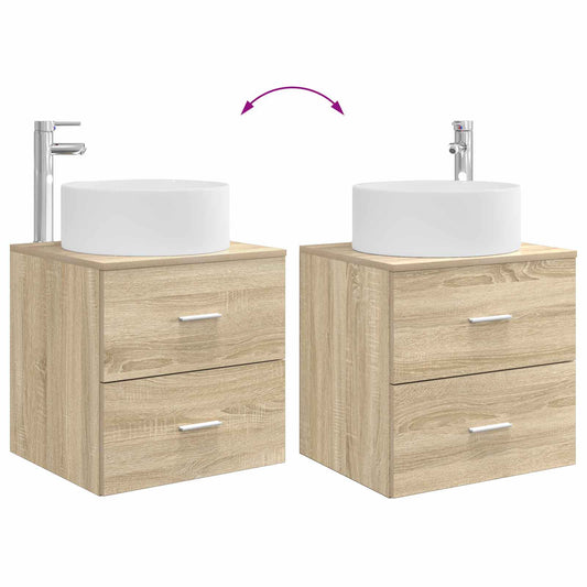 Baderomsinnredningssett 2 pcs Sonoma eik Konstruert tre