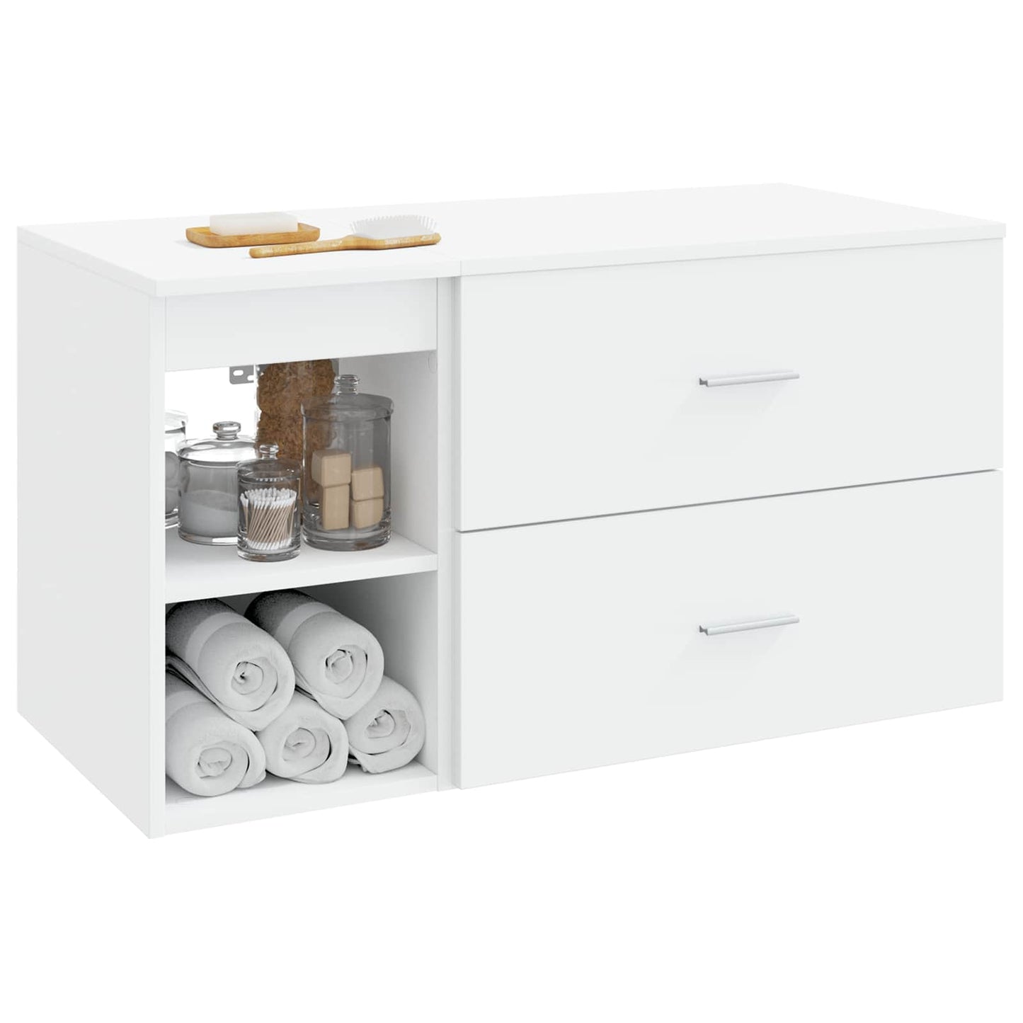 Baderomsinnredningssett 2 pcs Hvit Konstruert tre