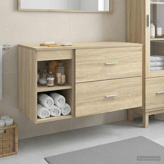 Baderomsinnredningssett 2 pcs Sonoma eik Konstruert tre