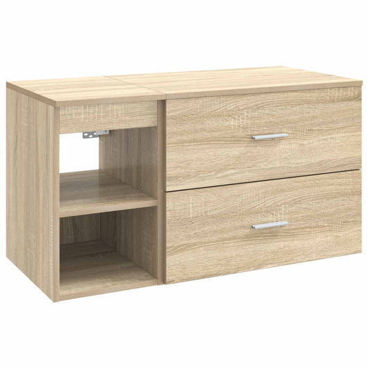 Baderomsinnredningssett 2 pcs Sonoma eik Konstruert tre