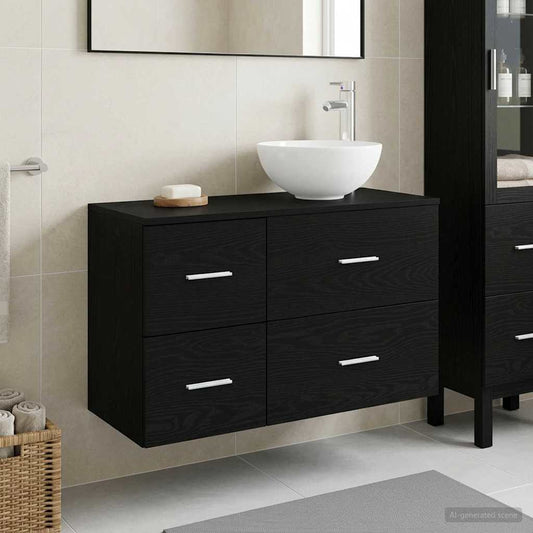 Baderomsinnredningssett 2 pcs Svart eik Konstruert tre
