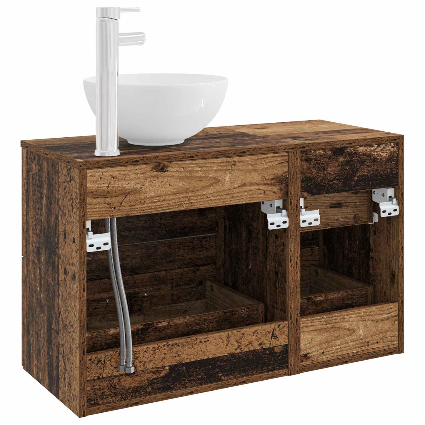 Baderomsinnredningssett 2 pcs Gammelt tre Konstruert tre