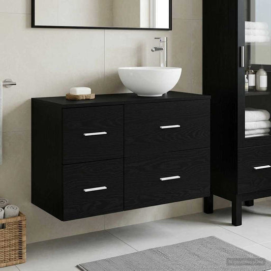 Baderomsinnredningssett 2 pcs Svart eik Konstruert tre