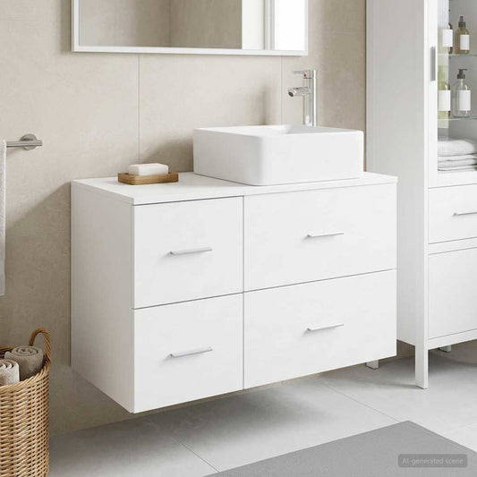 Baderomsinnredningssett 2 pcs Hvit Konstruert tre